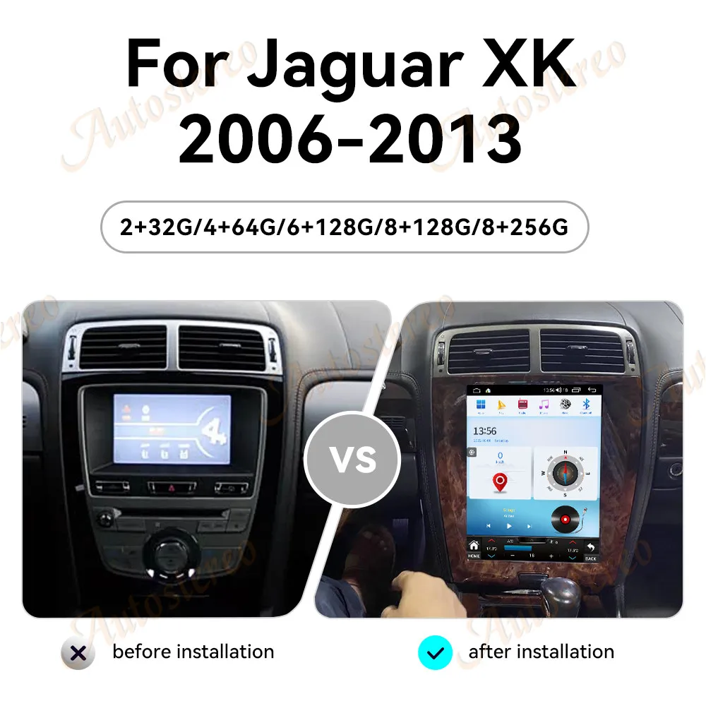 12.1 Android 14 Wireless Carplay For Jaguar XK 2006-2013 Car GPS Navigation Auto Headunit Multimedia Player Radio Tape Recorder