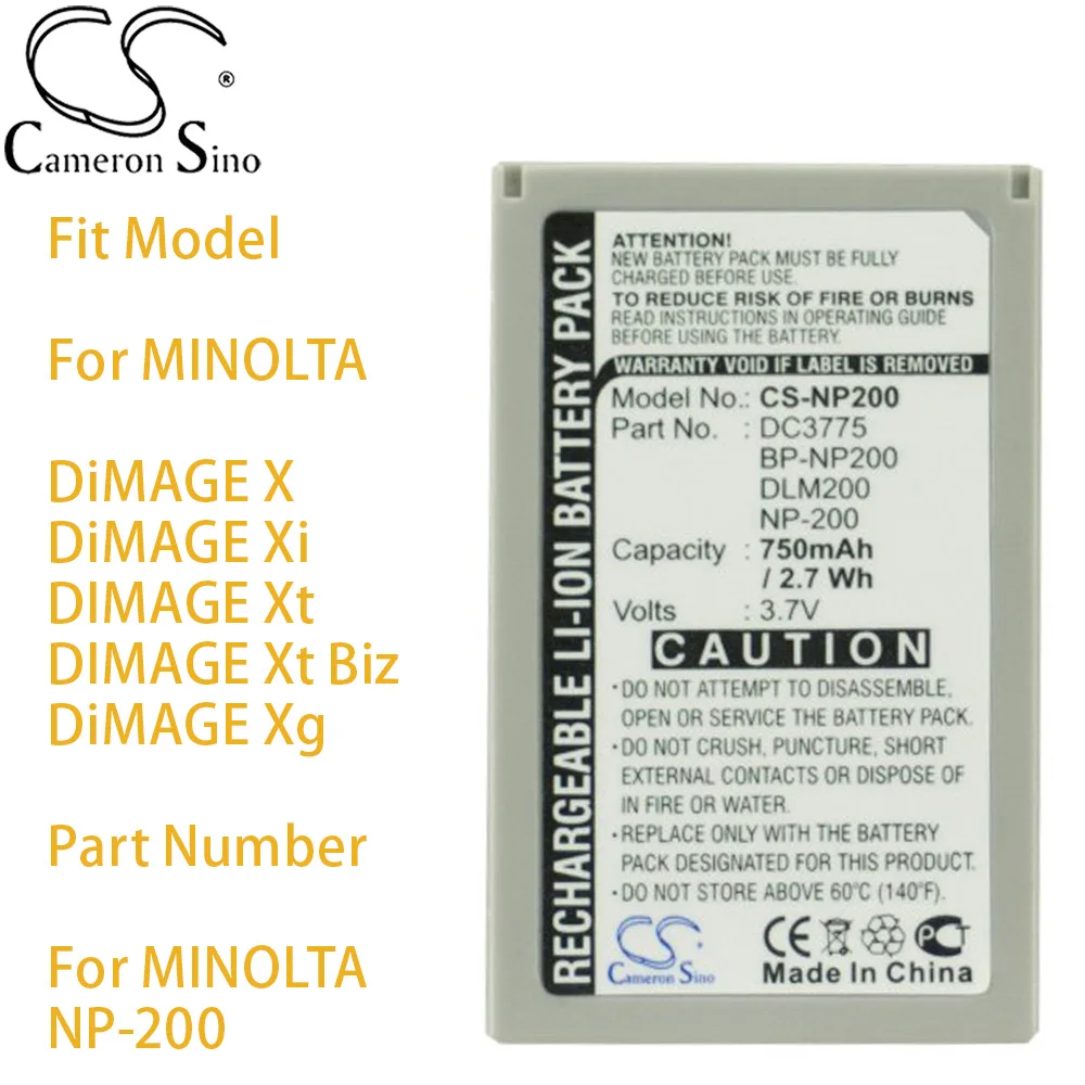 

Cameron Sino Camera Battery For MINOLTA DiMAGE X Xi DIMAGE Xt DIMAGE Xt Biz DiMAGE Xg Part Number For MINOLTA NP-200