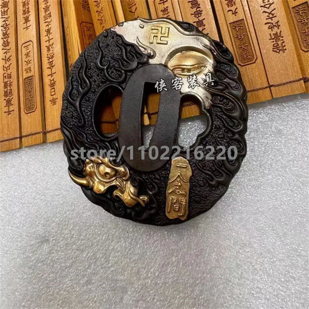 Set Good Brass Glod Plated Silver Tsuba Handguard Fuchi Kashira Menuki Habaki Seppa For Real Japan Samurai Katana Sword Fittings