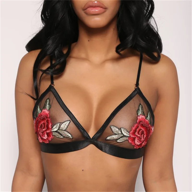 Sexy Bra For Woman Embroidered Rose Thin Underwear Female Transparent Bras For Women Sexy Lingerie Bralette For Ladies New