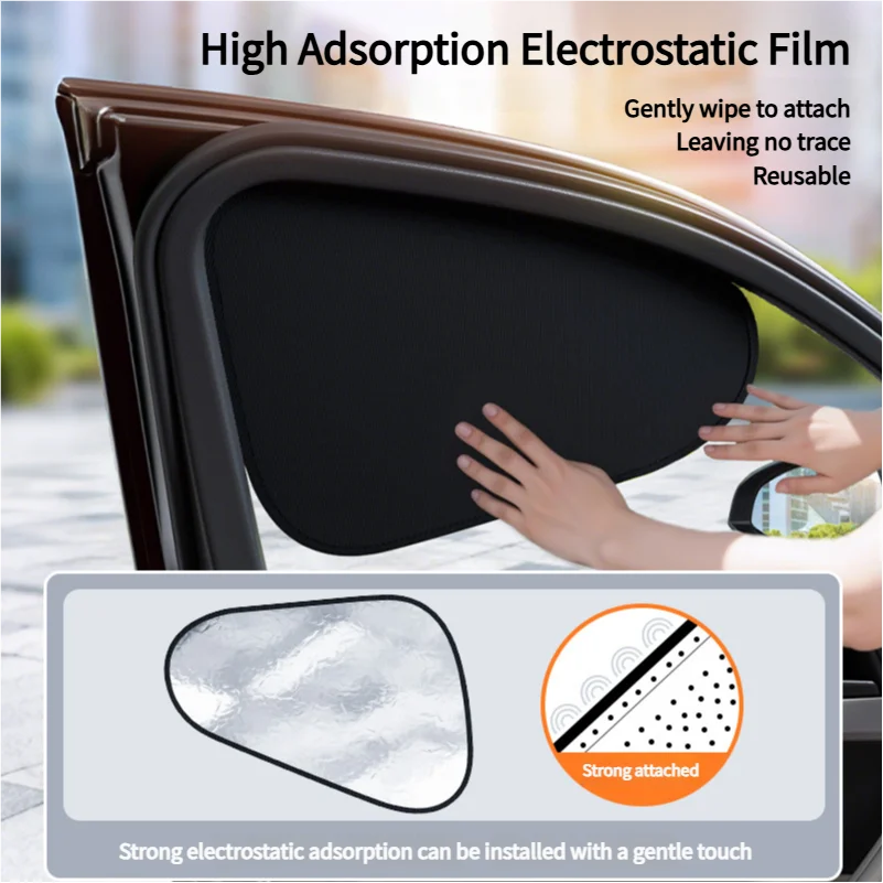 4-Layer Thicken Car Side Sun Shade Electrostatic Side Window Sun Visor Foldable Summer UVR-Reflective Heat-Insulation Sunshade