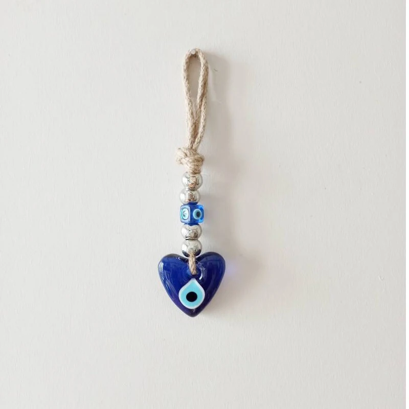 Lucky Eye Handmade Heart Keychain Car Keyring Blue Turkish Evil Eye Key Chain for Women Men Gift Home Decor Wall Decoration