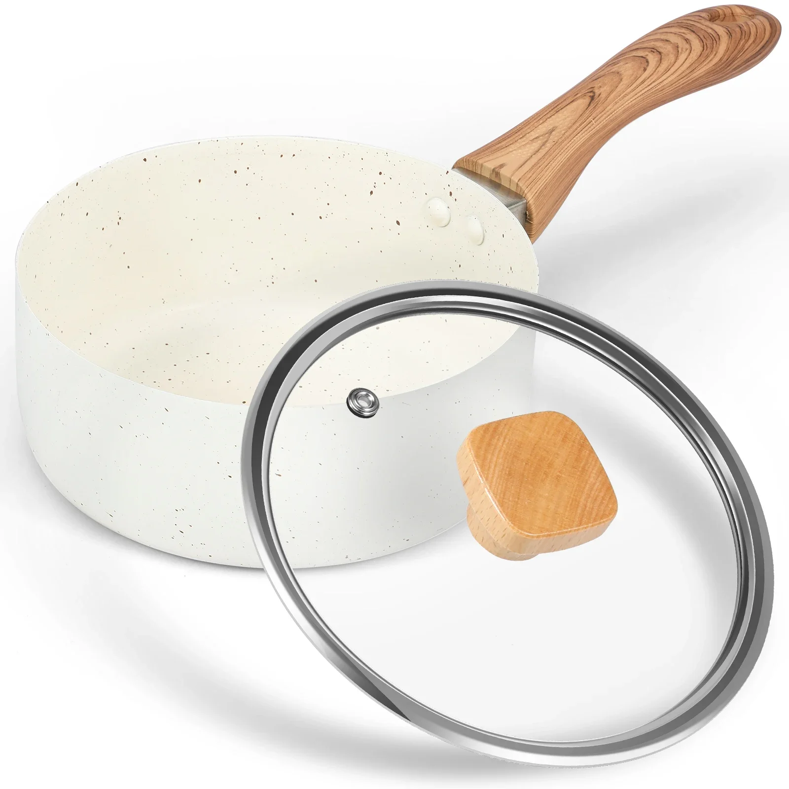 

Non-Stick Saucepan 1.2l Sauce Cooking Pan With Tempered Glass Lid Even Heat Induction Milk Saucepan With Anti-Scald Handle