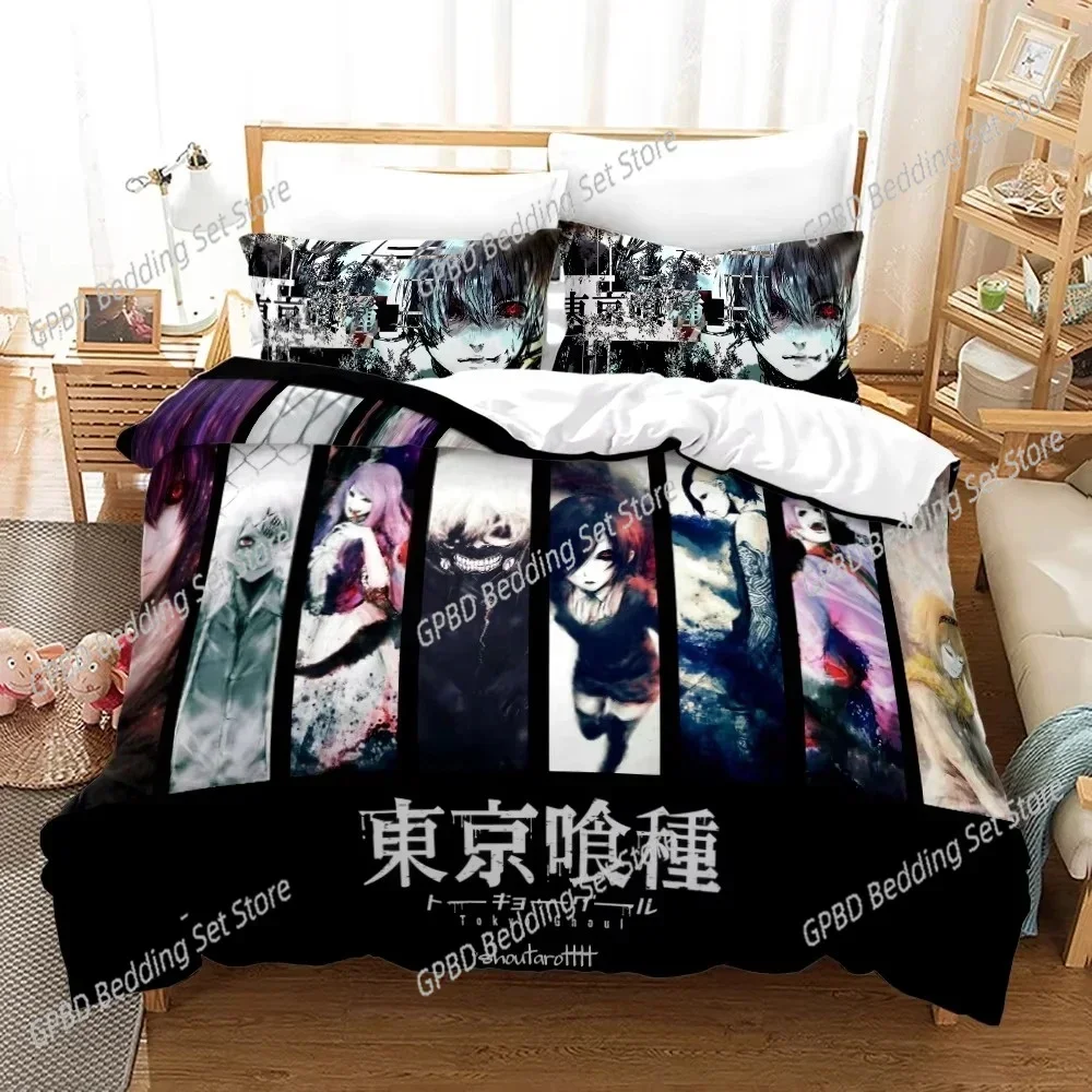 3D Printing Anime Tokyo Ghoul 3D Bedding Set Duvet Cover Pillowcases Single Twin Full Queen King Size Home Decor Quilt Boys Gift