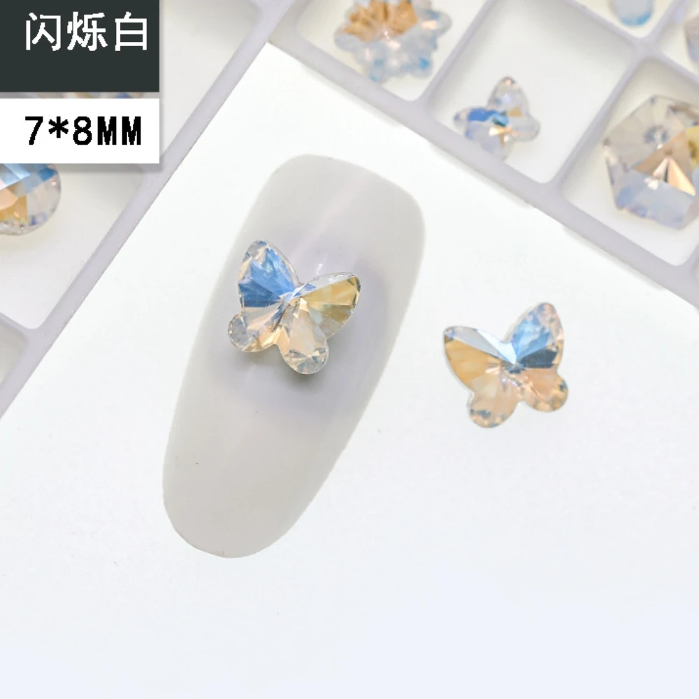 أظافر بيضاء لامعة ماسية ، قاع مدبب ، فلاش فائق ، دهون فأس القلب ، فن مربع ، إكسسوارات ديكور ، K9 #3