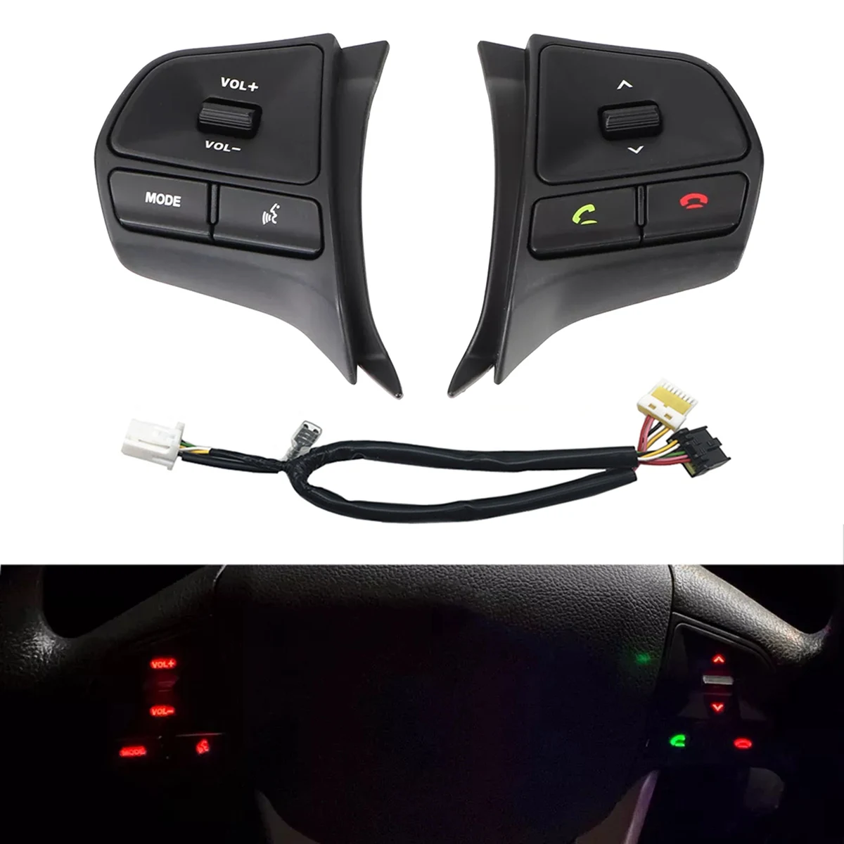 For KIA RIO K2 2011-2014 Multifunction Steering Wheel Control Button  o Phone Volume Switch with Backlight