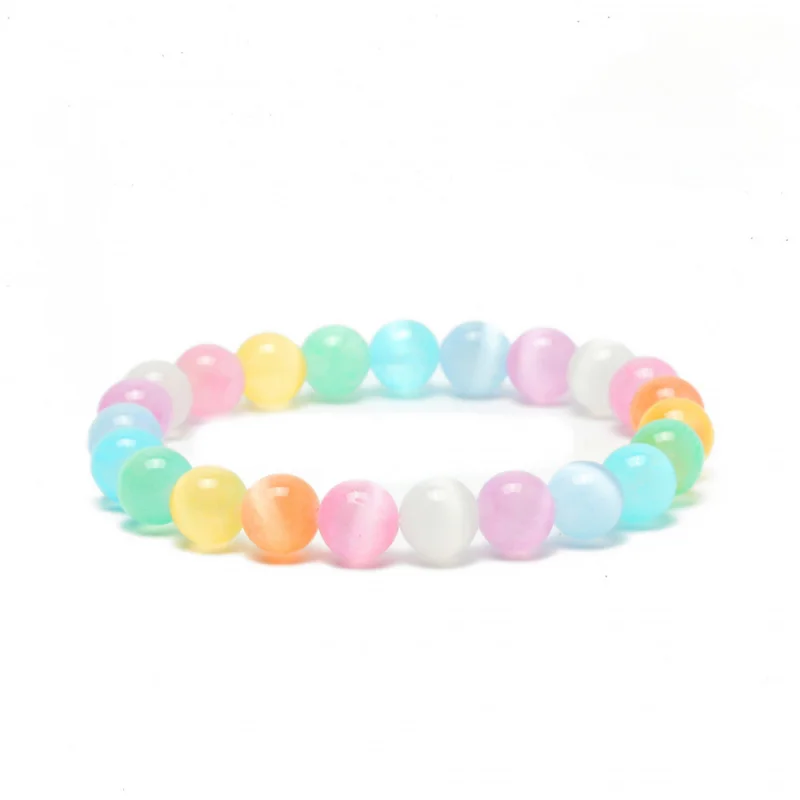 

Ins Cute Natural Colorful Stone Dopamine Bracelet For Girls 6/8mm Women