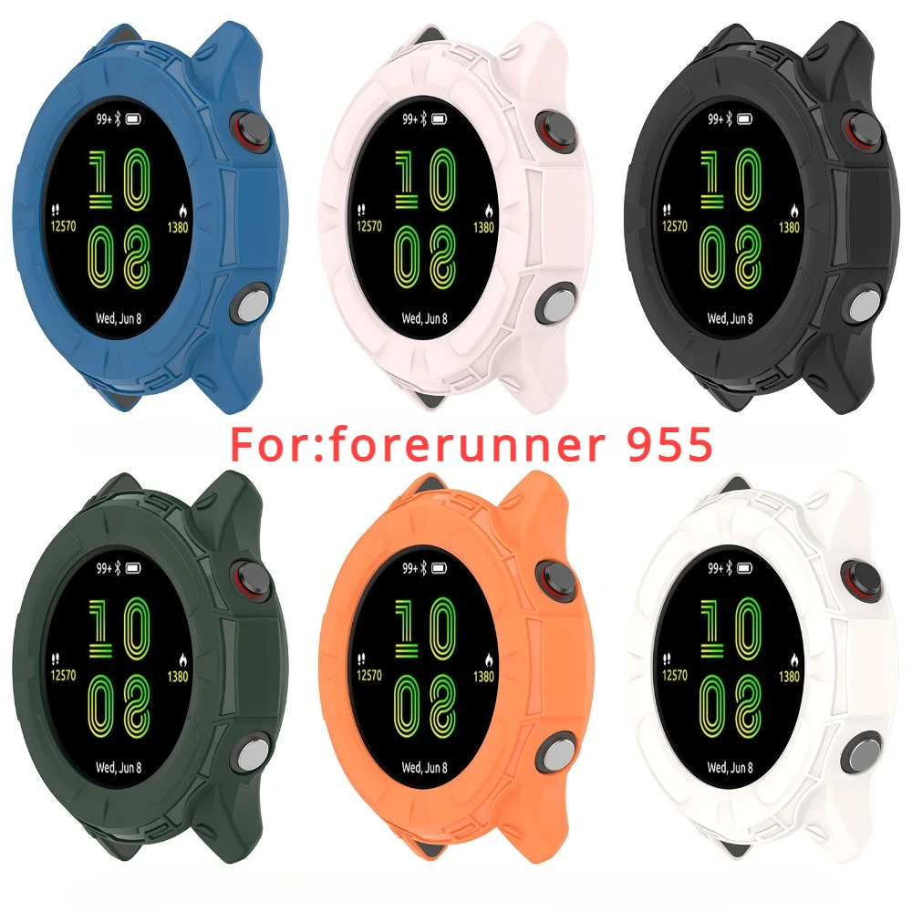 เคสป้องกัน TPU สำหรับ Garmin Forerunner955ฝาปิดเป็นซิลิโคนนิ่มมีรูป้องกันแท่งกันชน