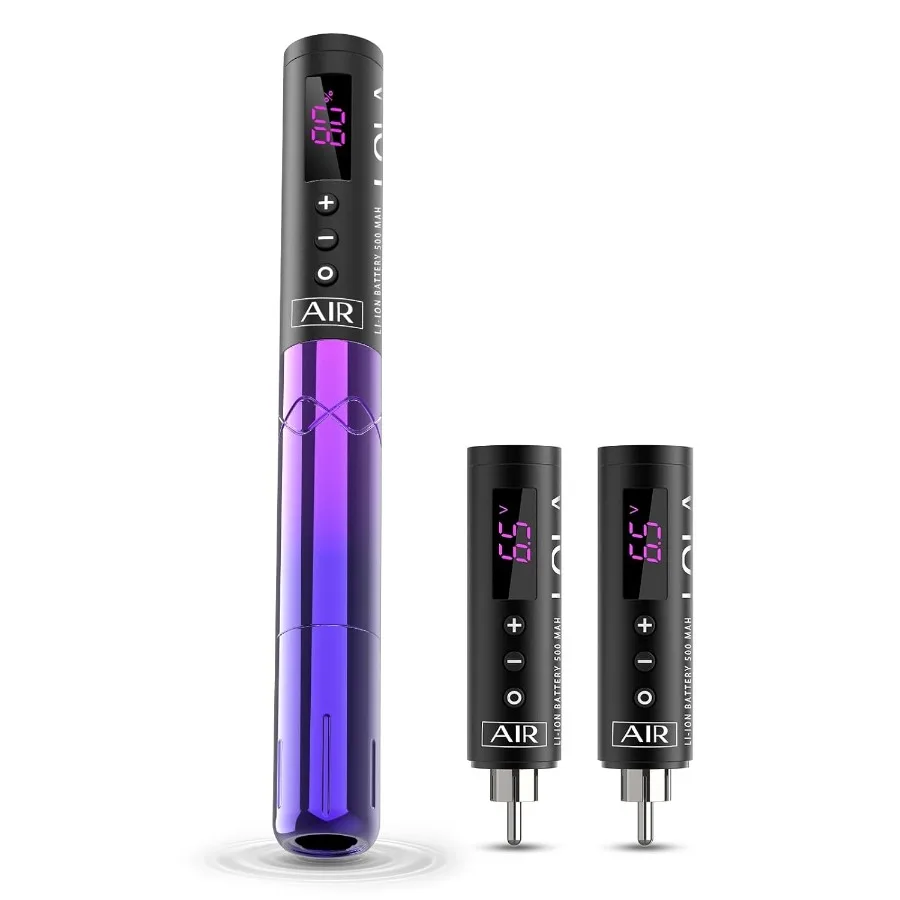 

Wireless Permanent Makeup Tattoo Machine with 2Pcs 1500mAh Battery Pack and LED Display for Professional Skin Microblading and