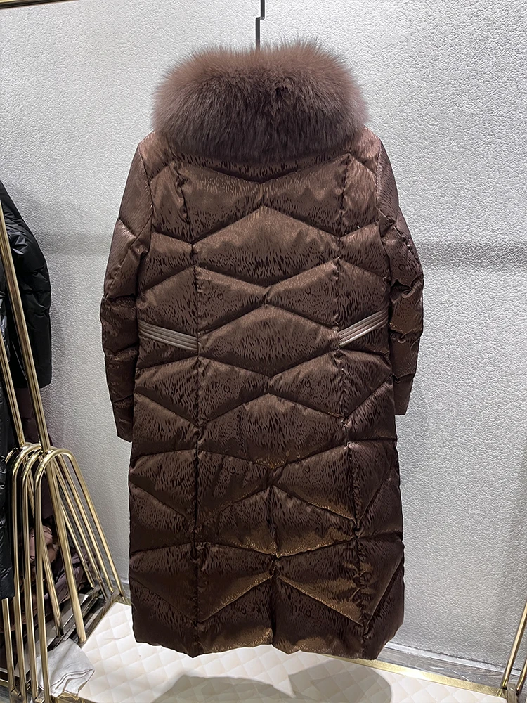 2025 Winter Natural Fox Fur Collar Coats Women Long Goose Down Jacket Style Luxury Female Coats Puffer Jackets Hot Sale