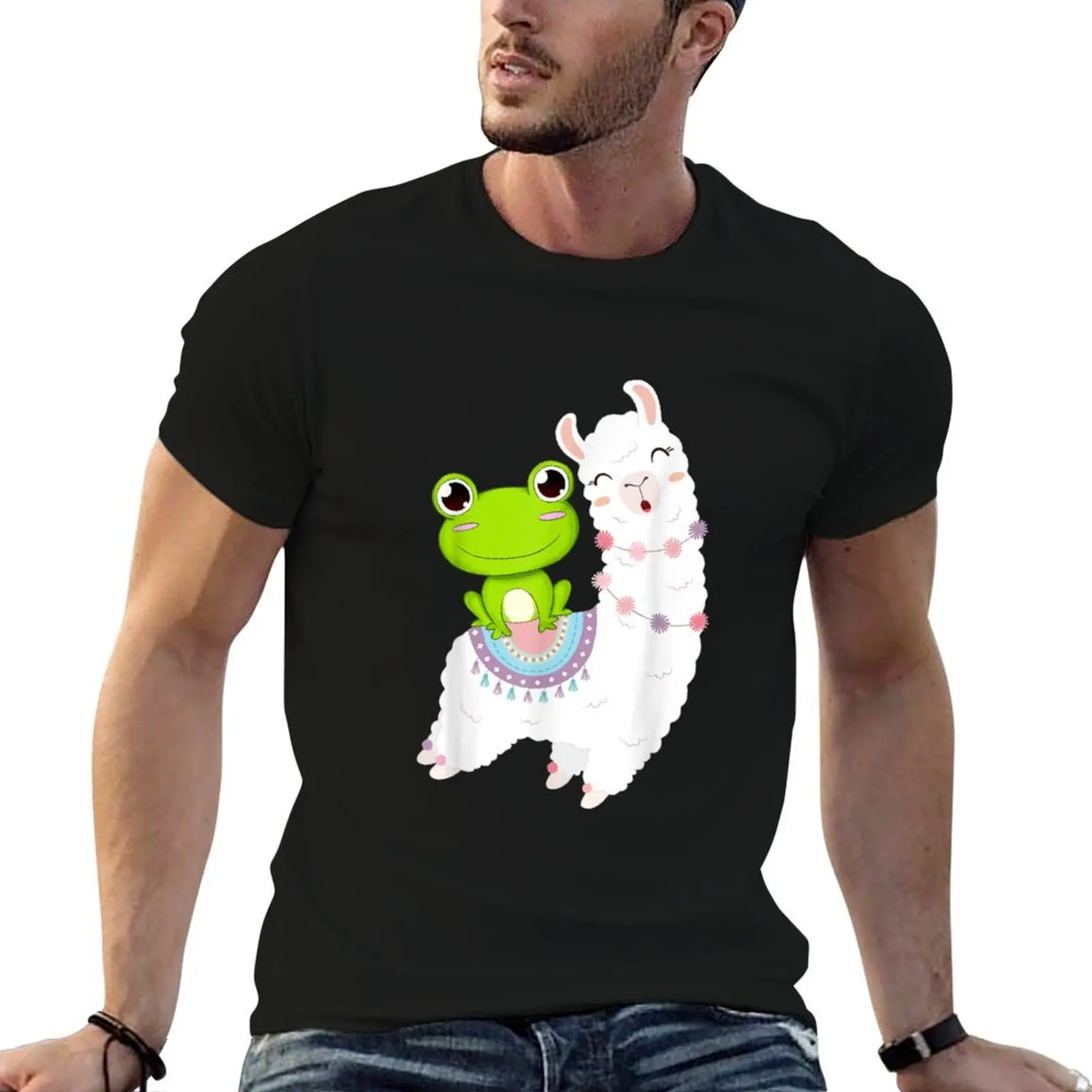 Frog Riding Llama Funny Frog Cute Gift Ideas T Shirt T-Shirt Minimal Art Print T-Shirt