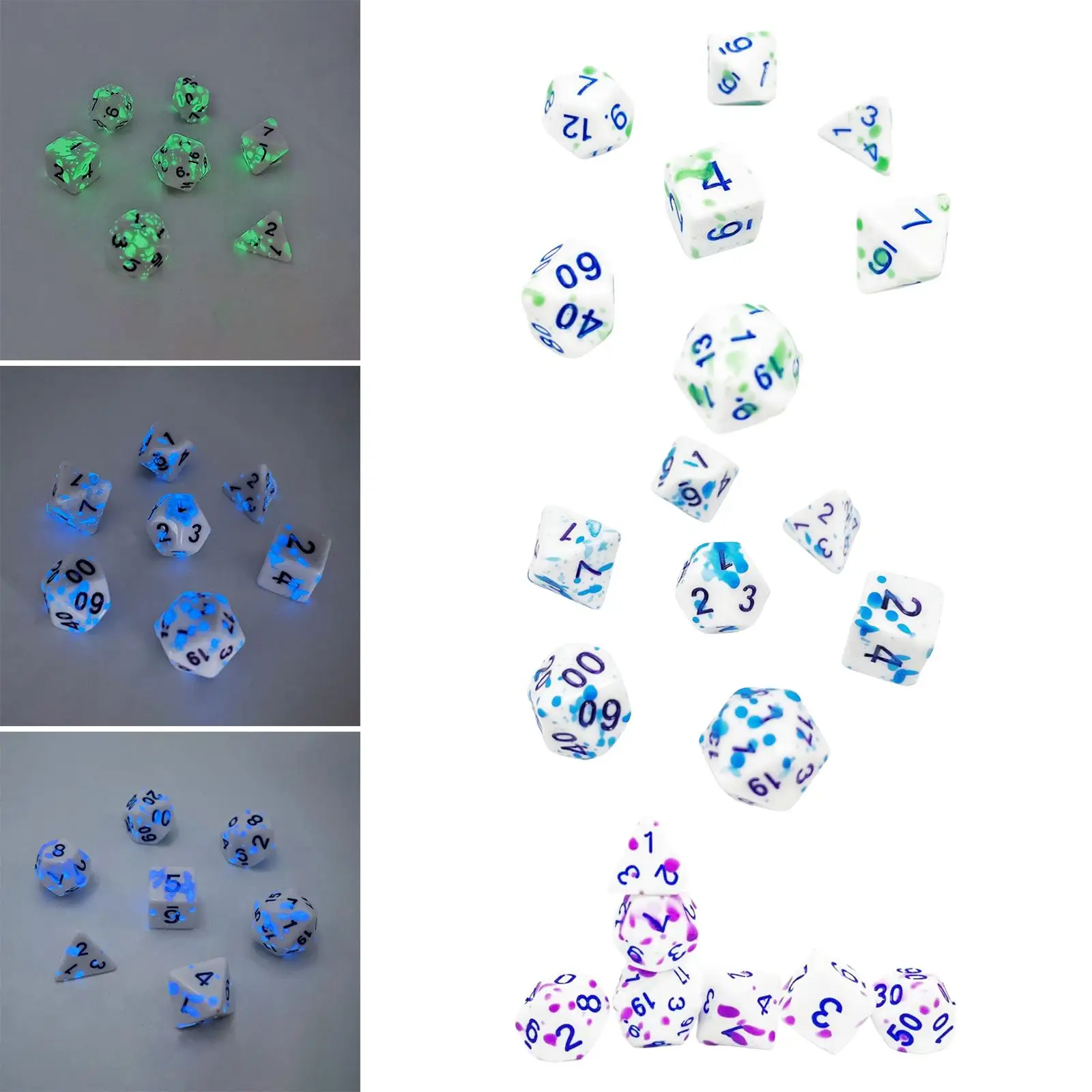 

7x Polyhedral Dice D8 D10 D12 D20 Party Accessories Handmade Board Game Gift