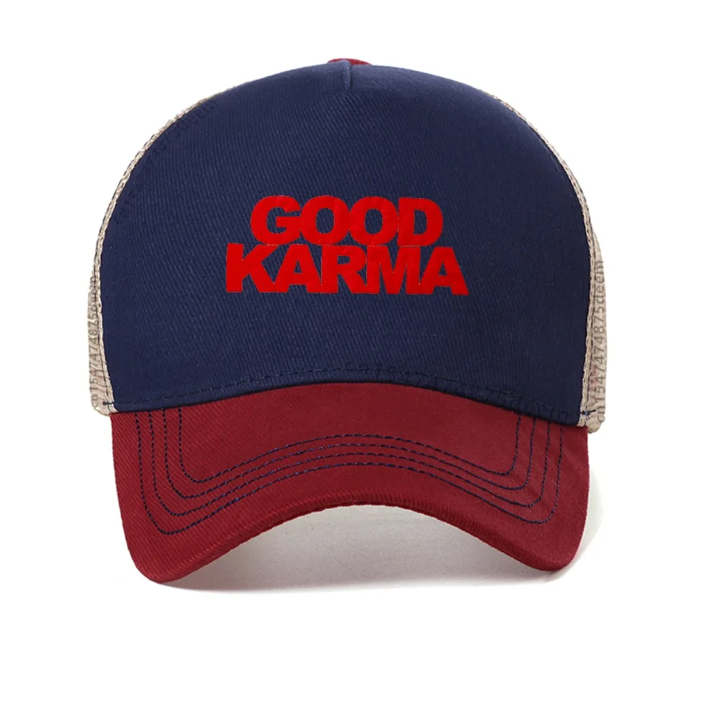 

GOOD KARMA print letter baseball cap Fashion women's mesh sun caps summer adjustable mesh trucker hats Breathable Snapback hat