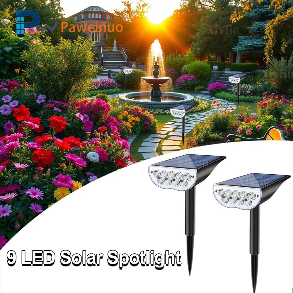 

9 Led Solar Lights Outdoor IP65 Waterproof RGB Solar Landscape Lights Brightness Adjustable For Yard Outdoor Gardens Decoration