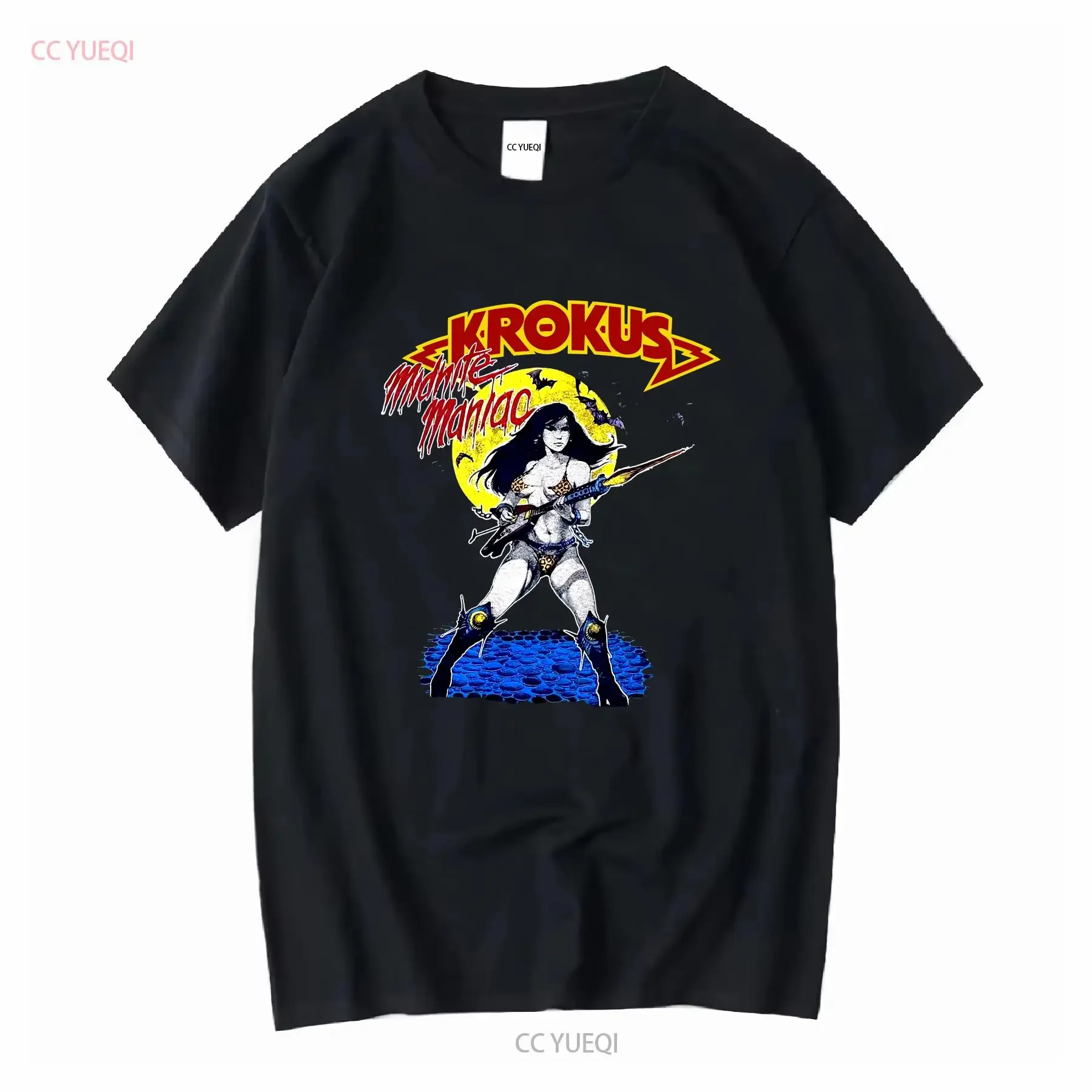 Vintage 80s krokus band t camisa médio masculino 1985 metal rock midnite maníaco mangas compridas ou curtas vintage lavado