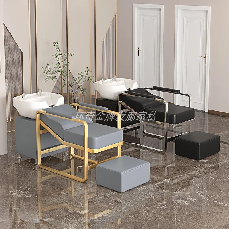 

Кровать для шампуня для парикмахерской, специальная полуотводящая кровать для шампуня для парикмахерской, промывочная кровать из нержавеющей стали, керамическая раковина