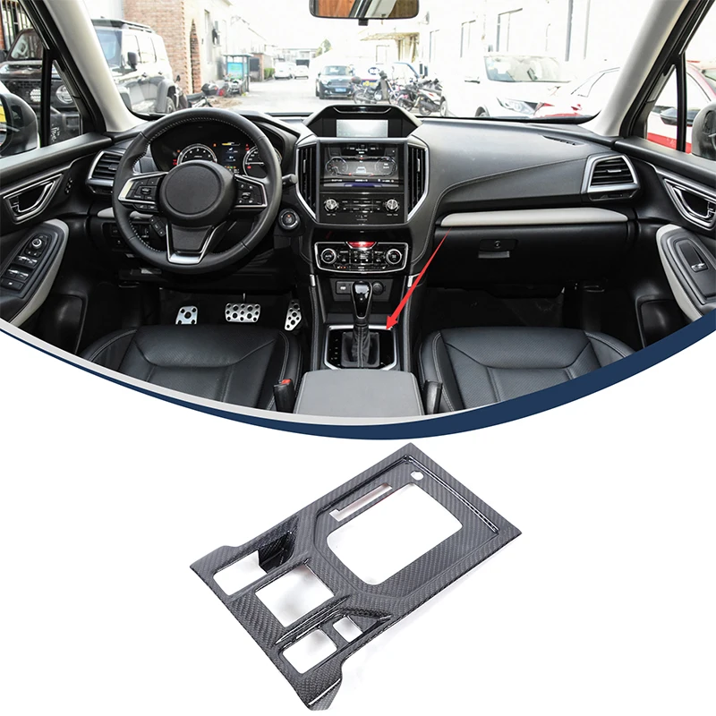 Real carbon fiber For Subaru Forester 2019-2024 Car center control gear panel decorative frame sticker car interior accessories