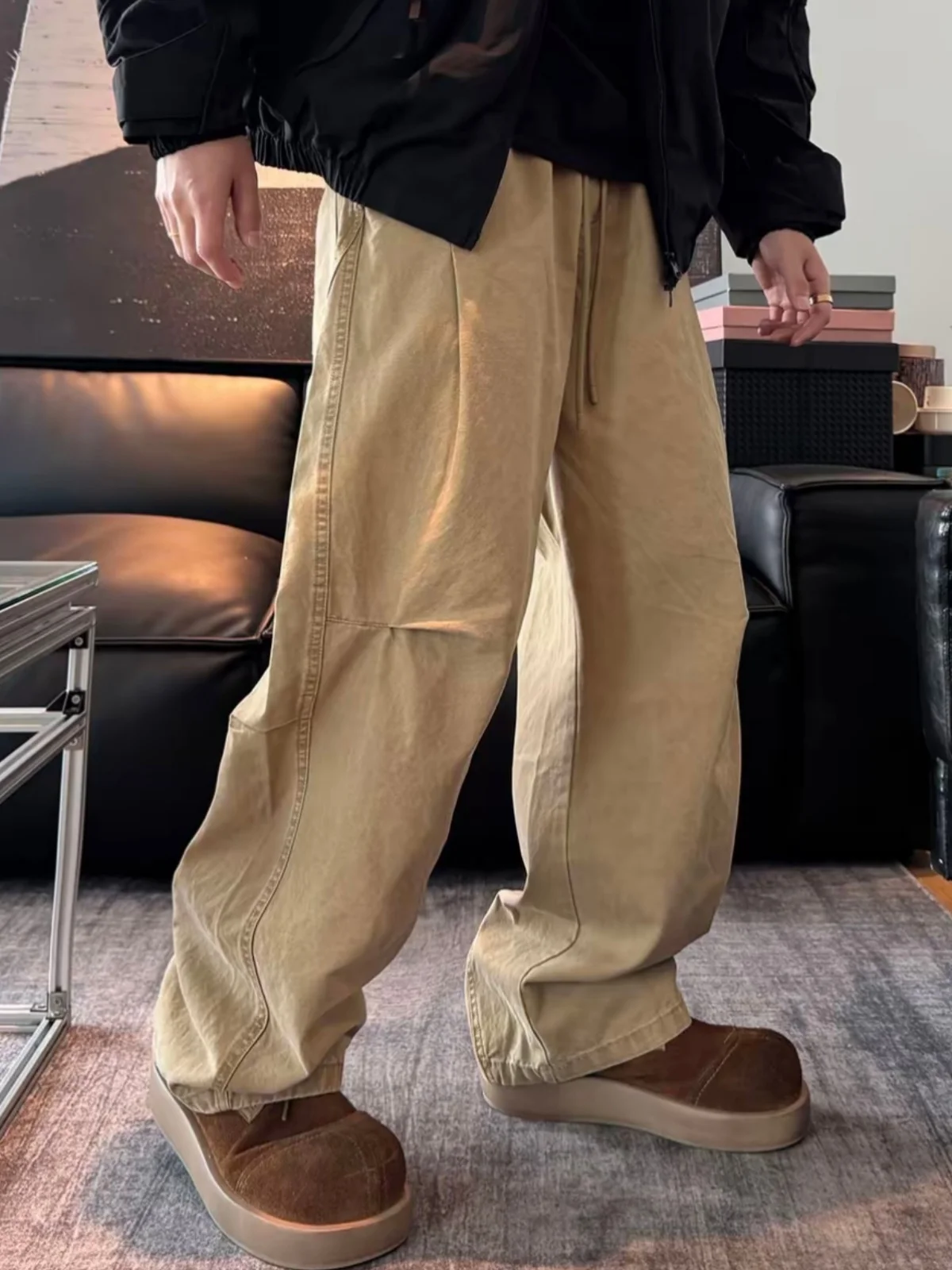 

Осенние новые американские модные брендовые мужские повседневные брюки Faion, свободные дышащие прямые брюки для рабочей одежды