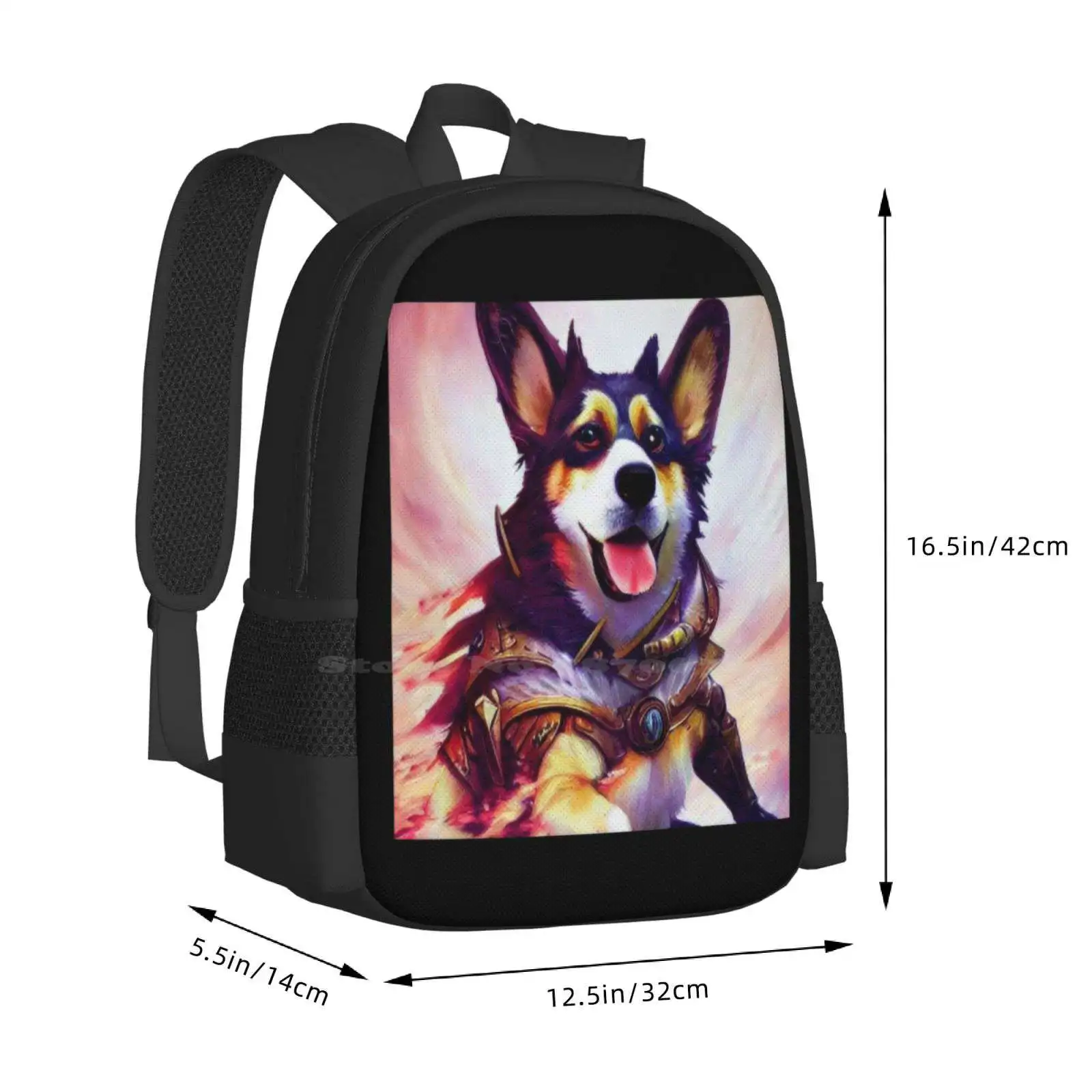 Ai Generated Art , War Corgi Pattern Design Laptop Travel School Bags Ai Art Ai Generated Art Pets Ai Corgi War Corgi Battle