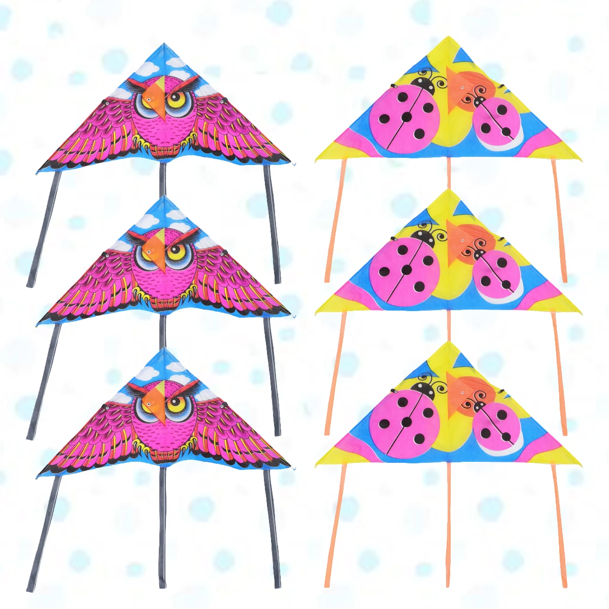 10 Pcs Rainproof Kite Ladybug Large Kids Flying Toys Cartoon Owl Flight Triangle Child