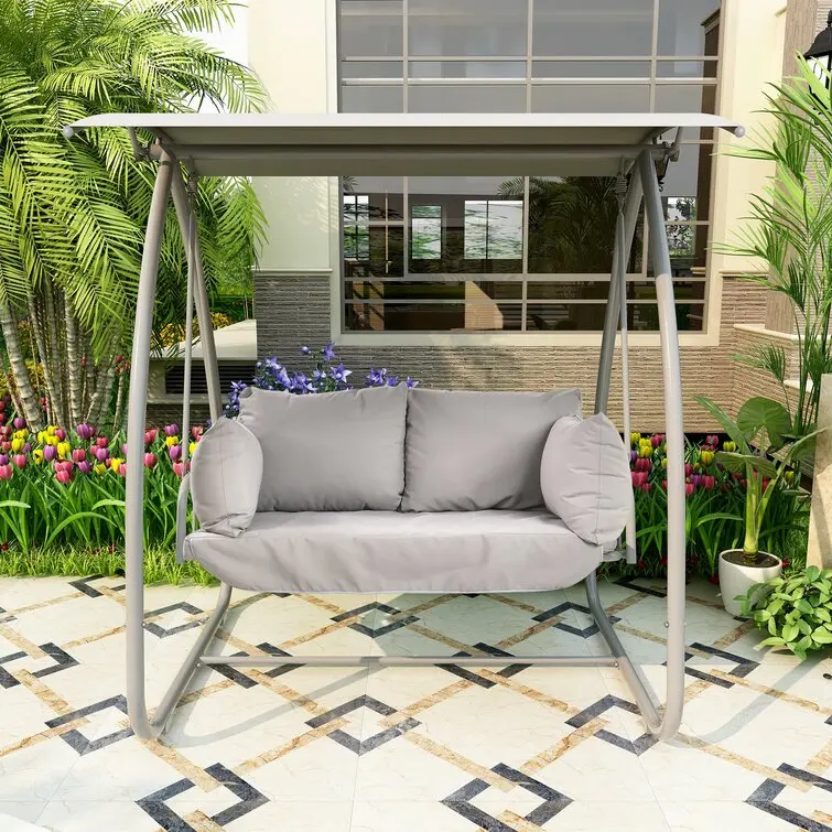 

Garden Comfortable Hanging Swing Outdoor Furniture Outdoor Metal Frame Patio Swing 2 Person Porch Swing With Canopy