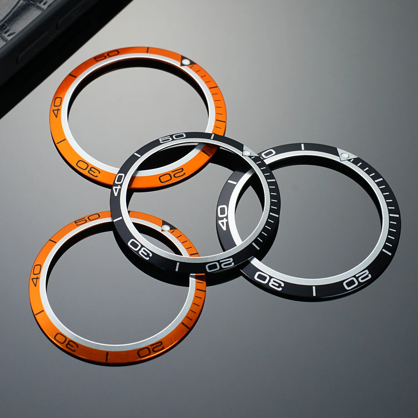 38MM 41MM Black Orange Slope Aluminum Green Luminous Beads Bezel Insert For Old Omega Seamaster 600 Series Mechanical Watch part view 3