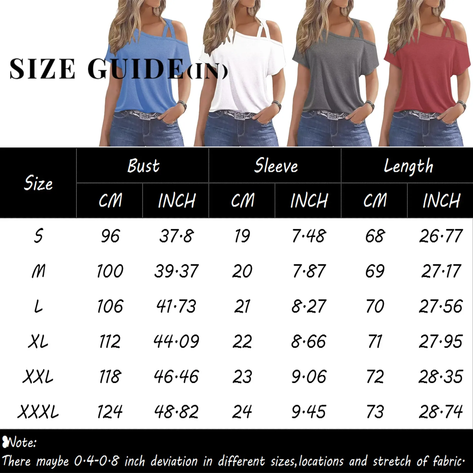 Women\'s Fashionable And Casual Solid Color Gradient Print Sexy Off Shoulder Short Sleeve Skew Collar Summer T-shirt Tops