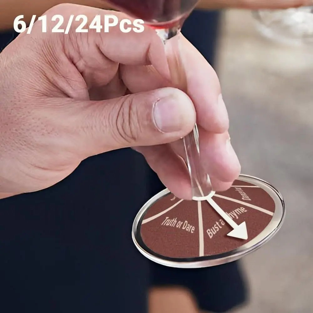 

6/12/24Pcs Wine Not Spin Drink Roulette Reusable Removable Wine Glass Spinner Easy To Clean Portable