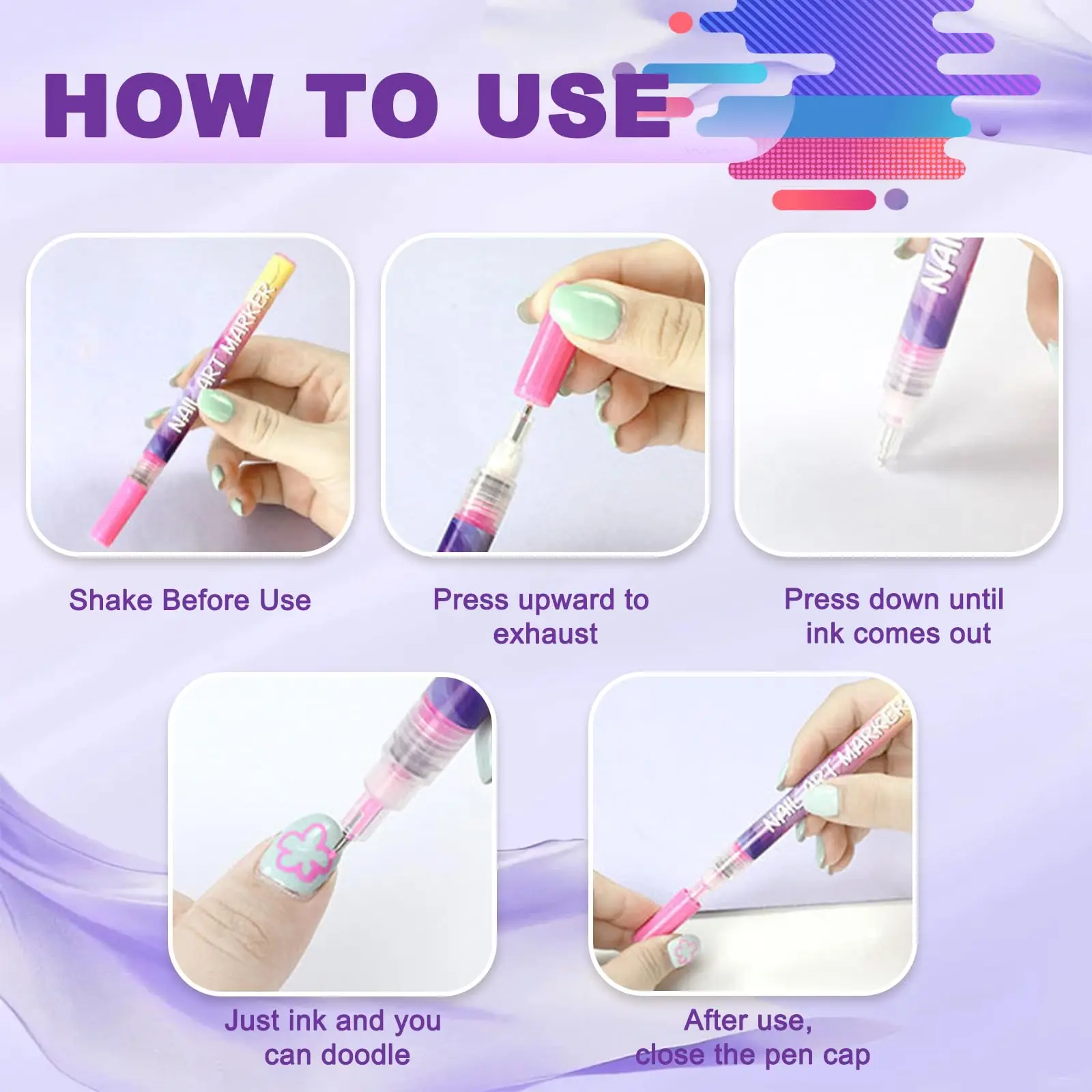 12-teiliges Nail-Art-Stift-Set 0,5MM Ultra-Feiner Liner Acryl-Nagellack-Set Wasserfest Schnelltrocknend für Maniküre Zeichnen Malen – Detail 3