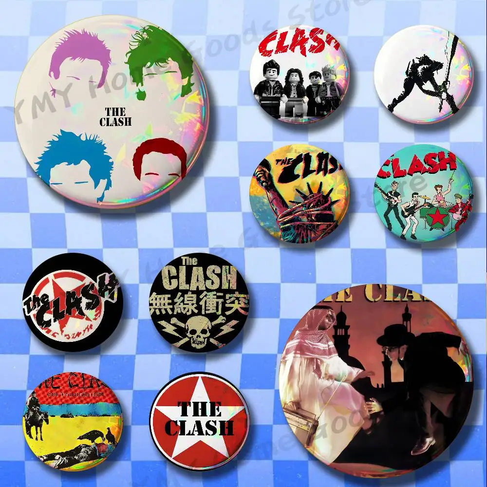 Rock Music Heavy Metal Band The Clash Enamel Pins Badge Round Brooch for Backpack Decor Accessories 25/32/44/58/75mm