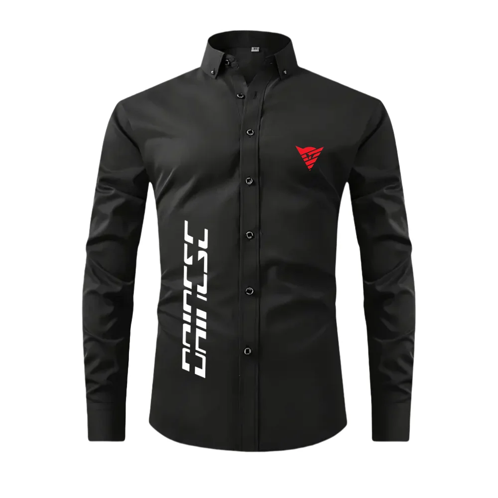 

New motorcycle tops, men's long sleeved shirts high-quality pure cotton ballroom business shirts, suitable for daily casual wear