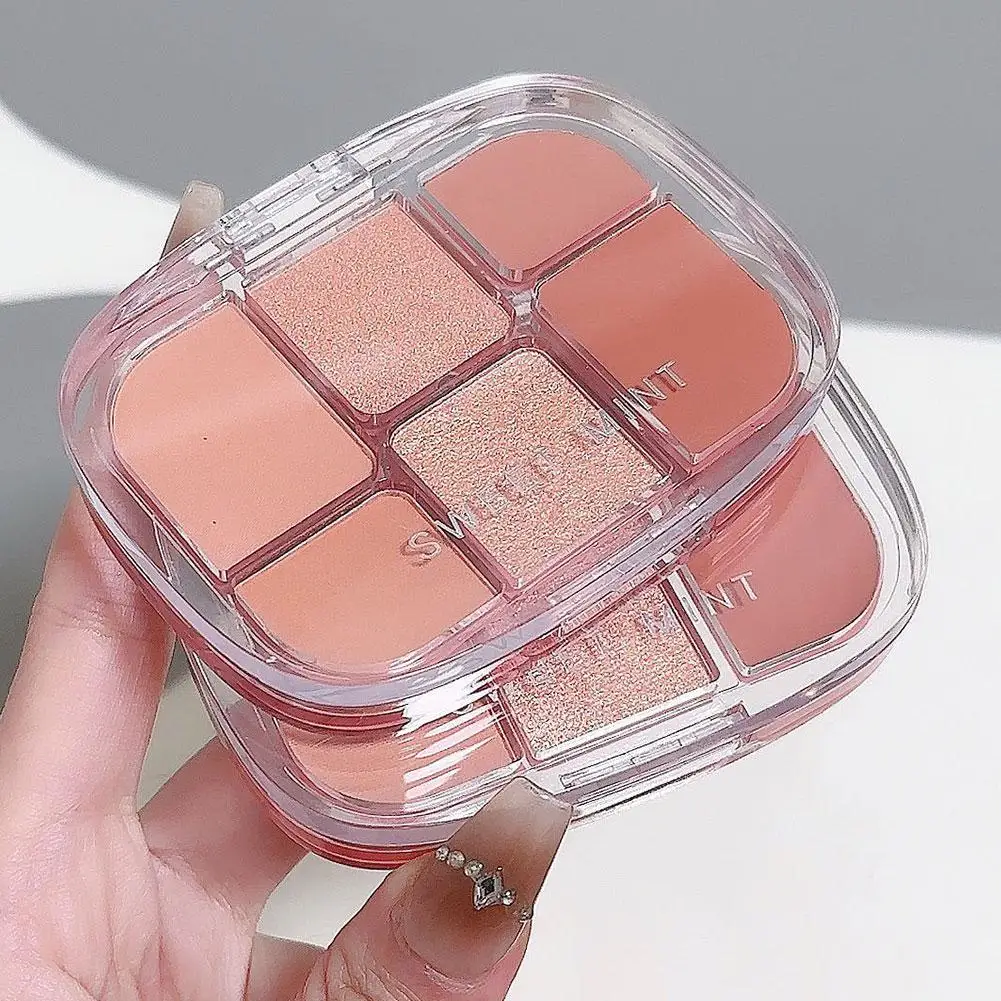 Sei colori rosa opaco palette di ombretti glitter opaco illumina crema fard occhi bassi baco da seta trucco quotidiano sdraiato saturo Z8E0