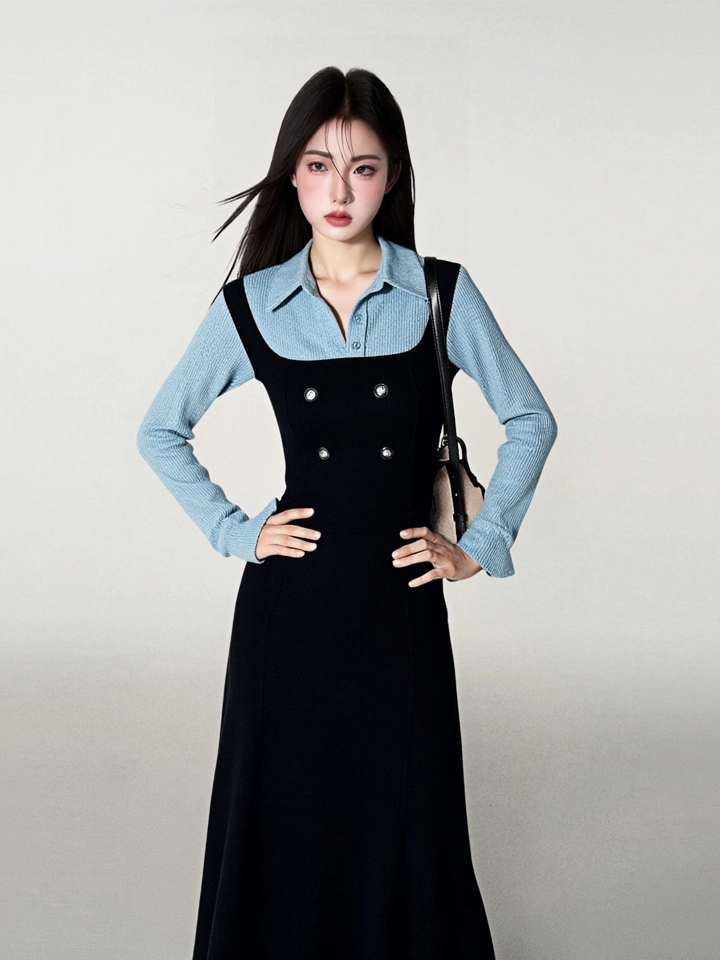 

Женская юбка-трапеция Ele Long Sve Long Dr с завышенной талией и вставками, из мягкой хлопковой ткани, для повседневной носки