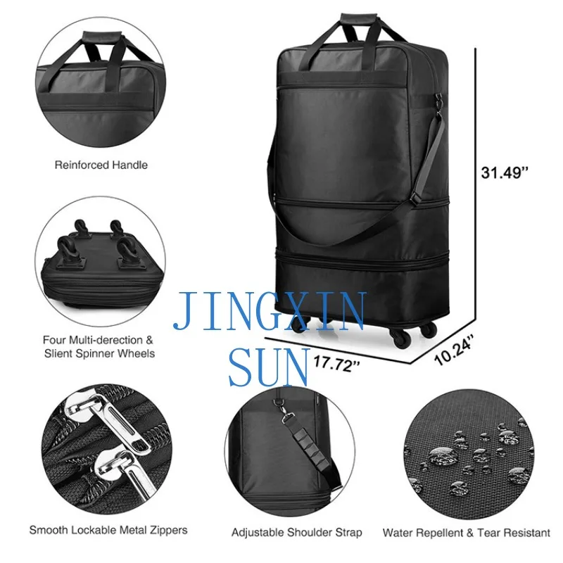 Expandable Foldable Suitcase Luggage Rolling Travel Bag Duffel Tote Bag for Men Women Lightweight