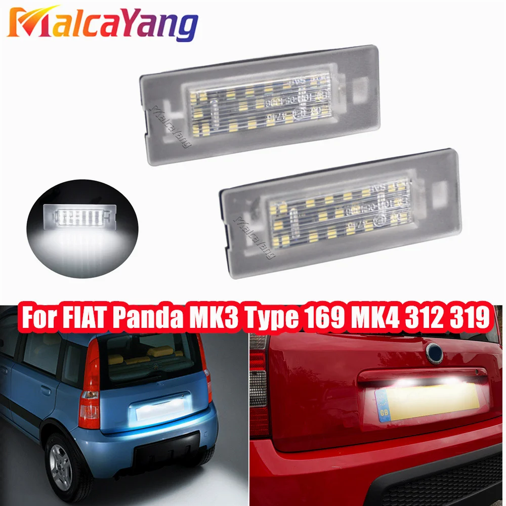 2X For FIAT Panda MK3 Type 169 MK4 312 319 2012 LED License Plate Light Number Plate Lamp