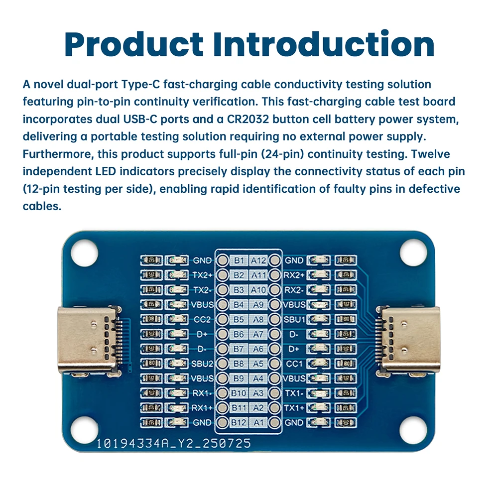 Dual Typ-C Schnellladekabel Inspektionsplatine für iPhone Android Telefon Kabel Sequenz Tester Elektronik Kit