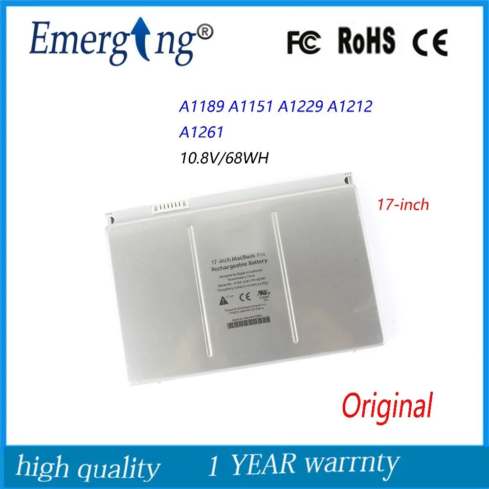 

10.8v 68WH New Original Laptop Battery for Apple Mac Pro 17Inch A1151 A1189 MA611 MA458 MB166