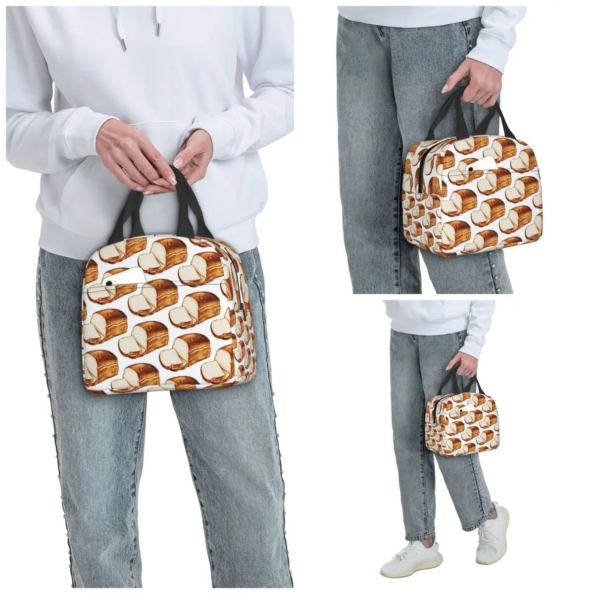 Bread Pattern Insulated Lunch Bag for Kids School Cooler Thermal Food Box Tote Portable Lunch Boxes Container