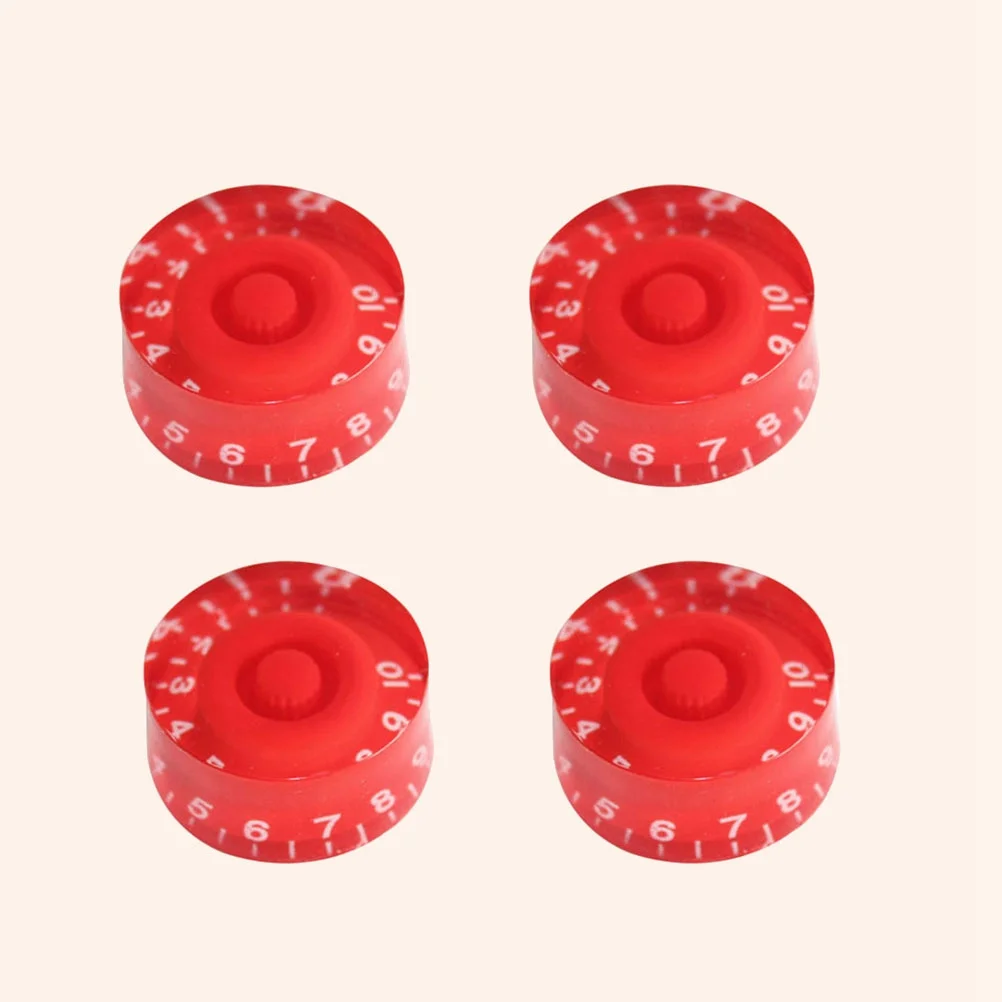 

4 pcs Big Round Knob Premium Plastic Guitar Volume Tone Control Replacement For Style Electric Guitar Red