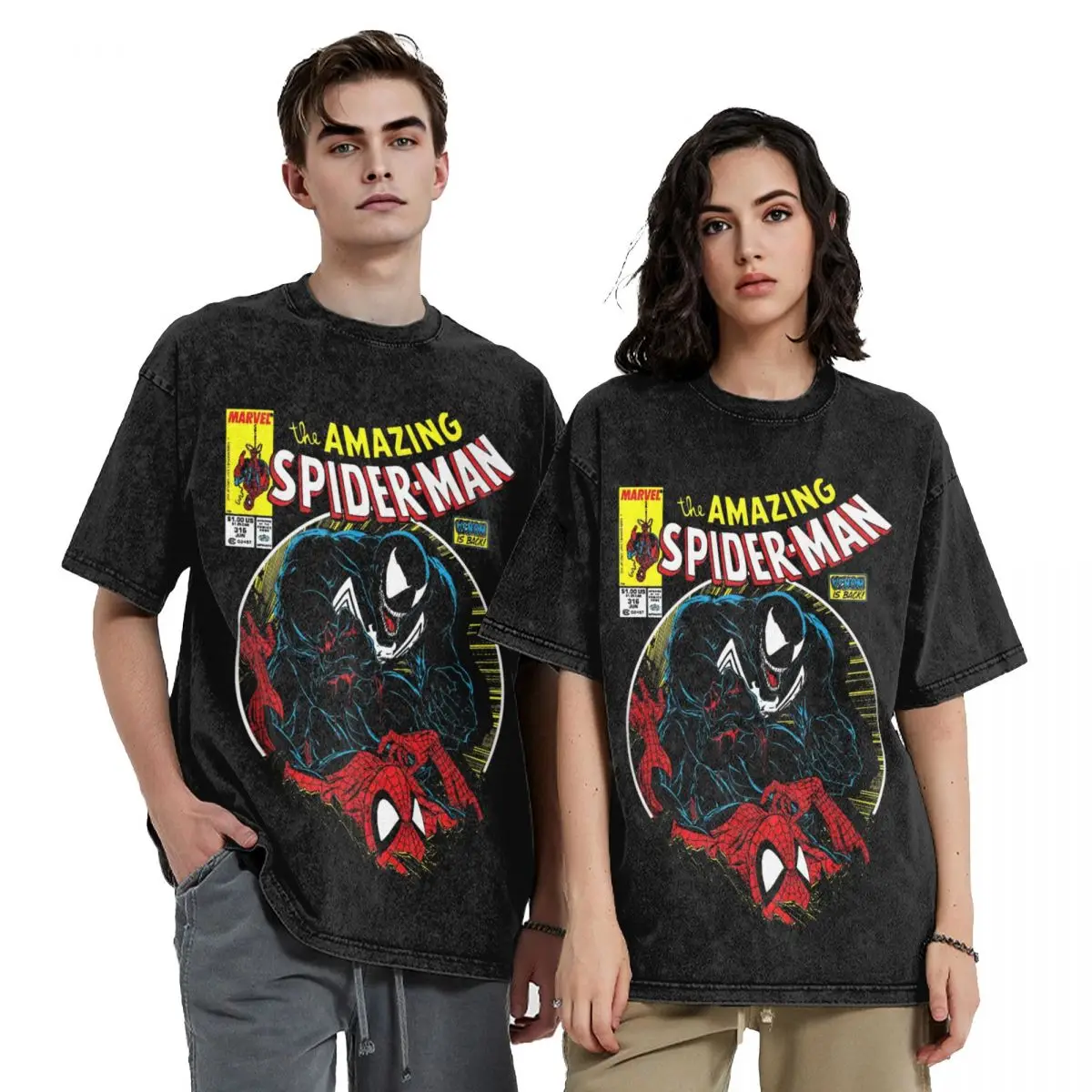 Vintage Spider-Man Comic T Shirts Merch Spiderman Loose Tees for Men Women 100% Cotton T-shirts