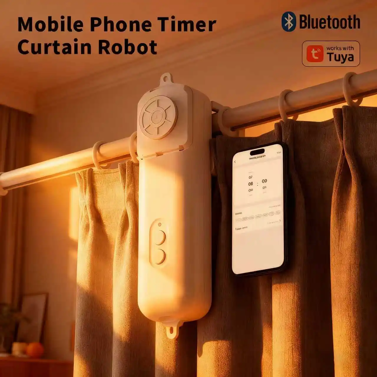 

Tuya Bluetooth Smart Roller Blind Curtain Robot Type C port use Smart Life APP Remote Control Google Alexa Siri voice control