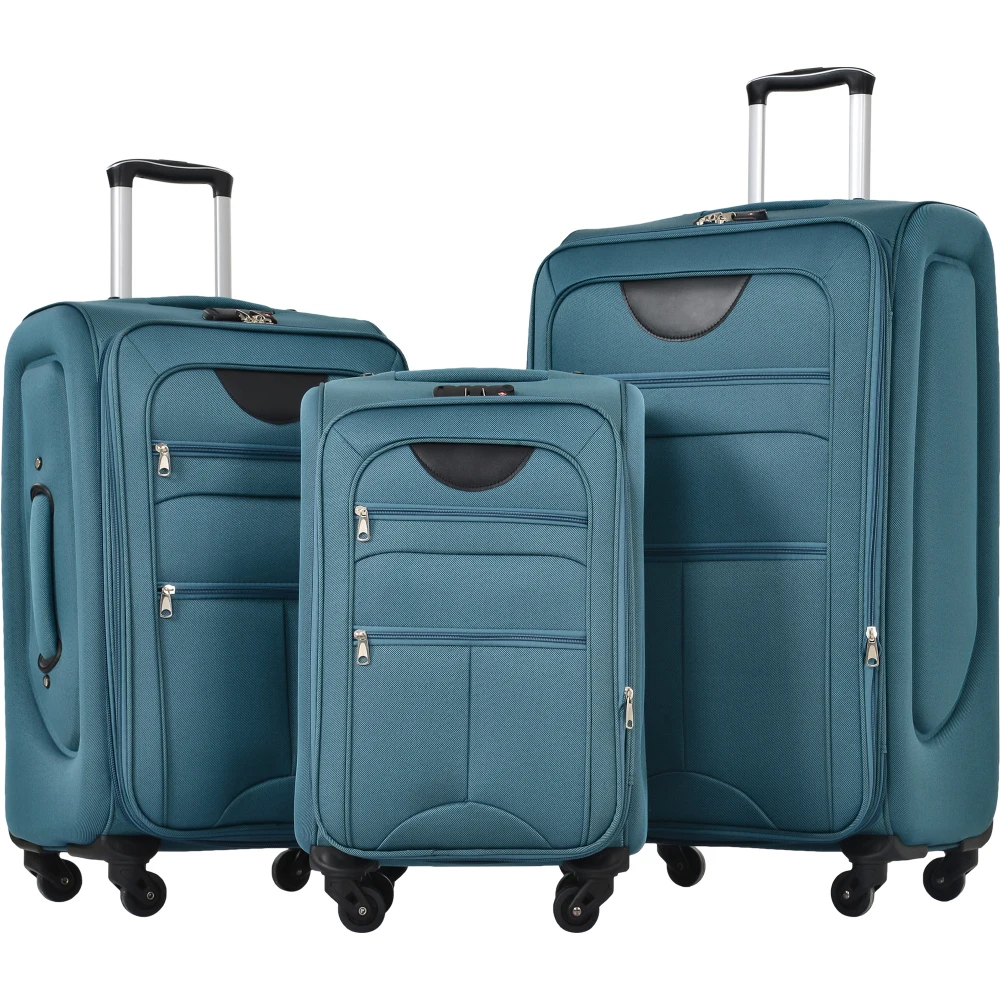 

Softside Expandable 3 Piece Luggage Set 22/26/30 Inch Upright Spinner Wheels Lightweight Softshell Travel Suitcase Set