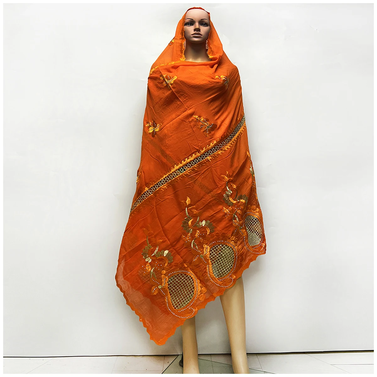 African Women Scarf Soft Cotton Hollow Out Devise Scarf Dubai Isalmic Scarf 2025 New Embroidery Muslim Hijab for Shawls Wraps