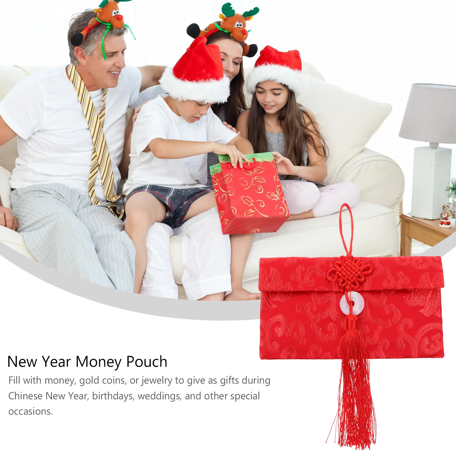 ซองแดงเทศกาลฤดูใบไม้ผลิ 2 ชิ้น ซองใส่เงินแบบญี่ปุ่น ฮงบาโอ ซองนำโชคแบบจีน กระเป๋าใส่เงินแบบเวียดนาม