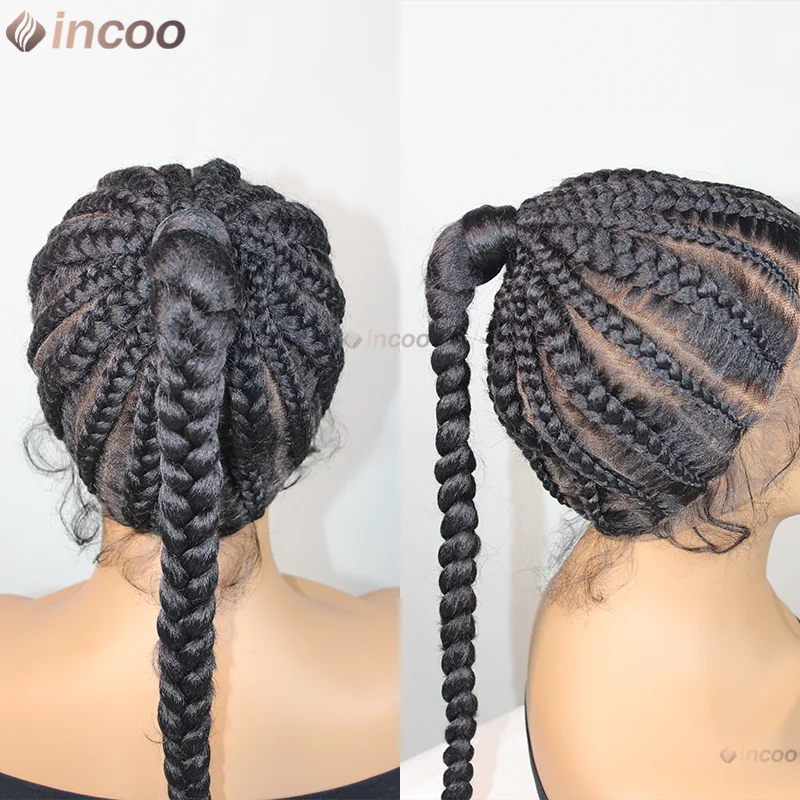 

30 Inch Synthetic Ponytail Braided Wigs Full Lace Ponytail Braided Wig Cornrow Braids Lace Wigs Knotless Box Brading Wig