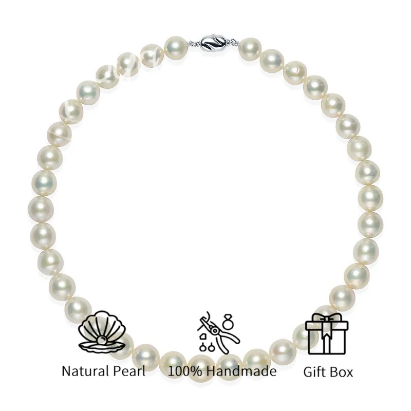 

MYSOYA White Edison Freshwater Pearl Necklace 10-12mm With Gift Box, For Her/Him, Birthday/Wedding/Christmas/New Year Gift