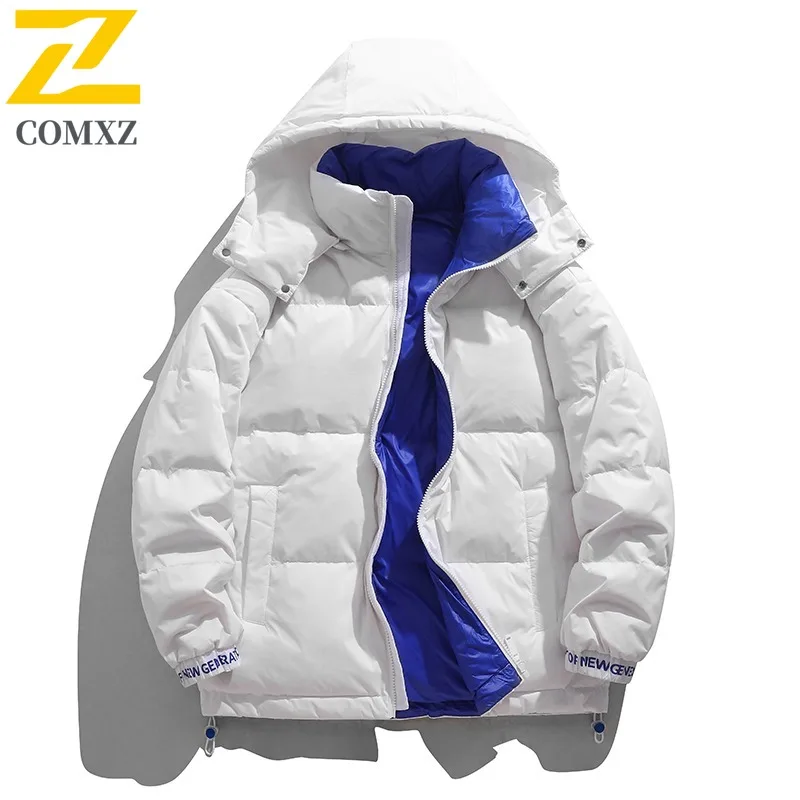 

COMXZ Men Bread Jacket Thickened Fashion Street Ski High Quality Cold Resistant Camping Winter Jacket Loose Travel Padded Jacket
