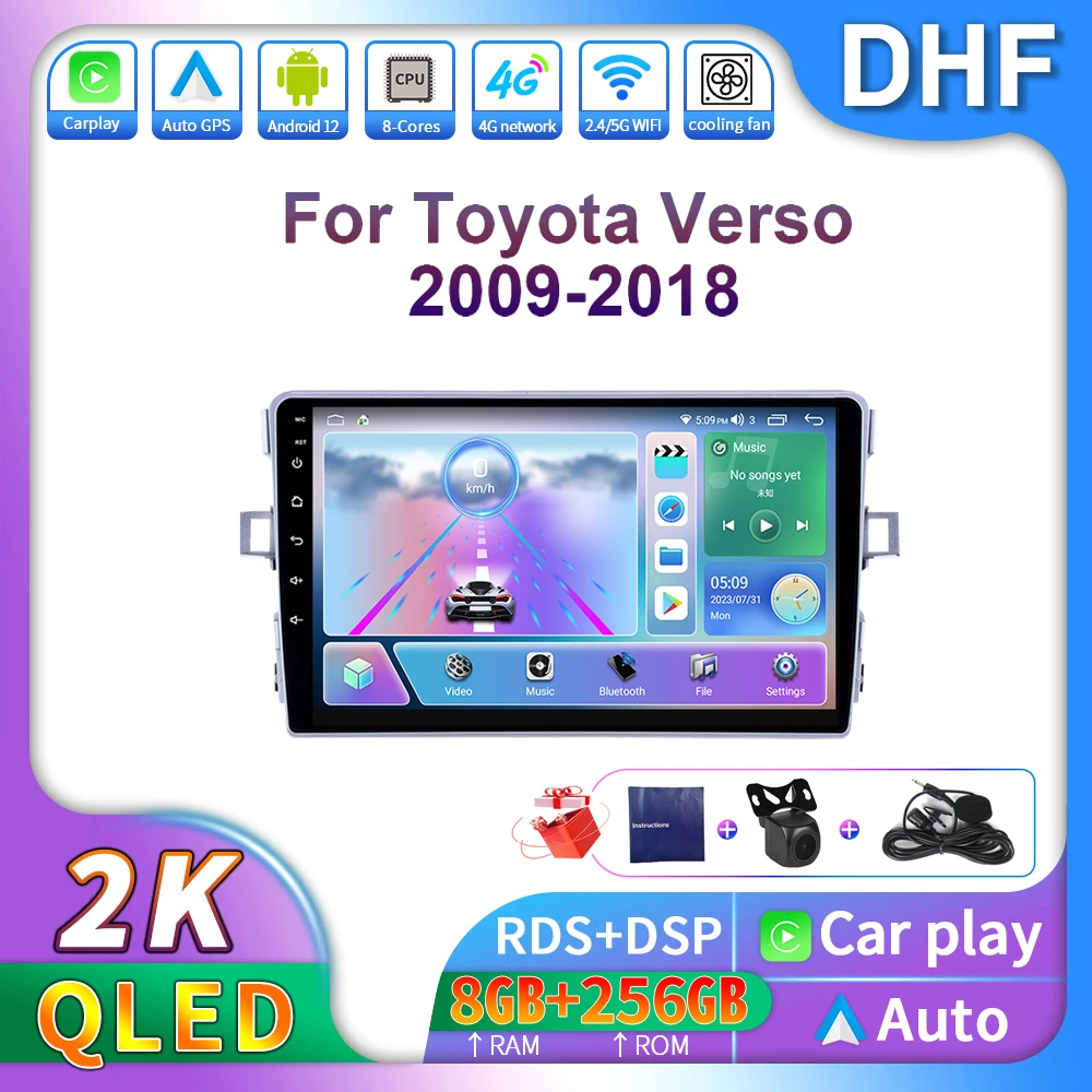 

Мультимедийный плеер DHF 2 Din Android 13 для Toyota Verso R20 2009 2010 2011 2012 -2018 автомобильное радио стерео 4G GPS навигация Carplay