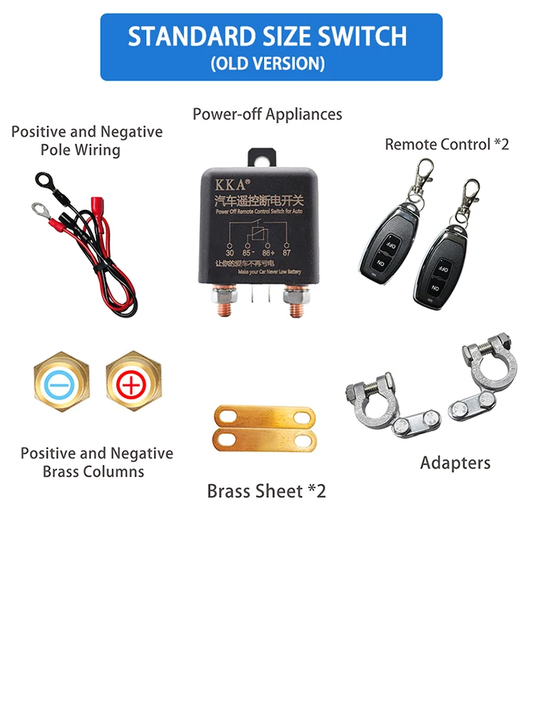 KKA Remote Battery Disconnect Switch 12/24V 200A Car Kill Switch Anti-Theft Remote Control Switch 2 key for Auto Truck Boat