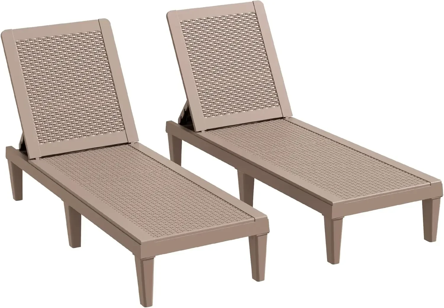 [سعر مخفض! ]طقم كراسي استرخاء خارجية مكونة من قطعتين مع مسند ظهر قابل للتعديل مكون من 5 أوضاع، وكراسي استلقاء للتشمس PP مقاومة للماء